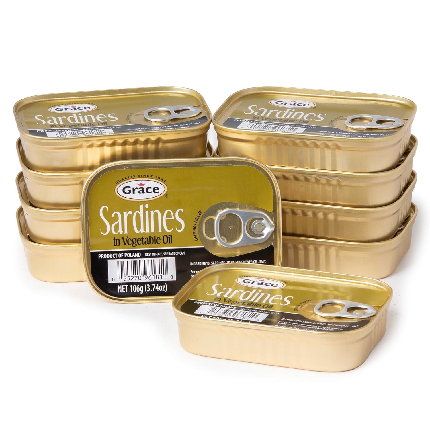 Amazon.com: Grace Sardines in Vegetable Oil - 106g 3.74oz (Pack of